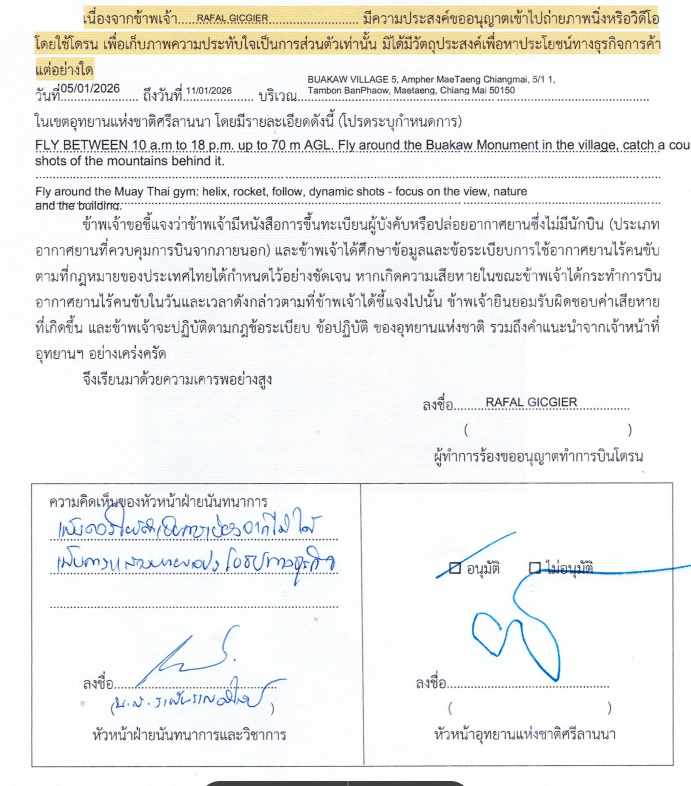 Fragment Pozwolenia na latanie dronem w okolicy.